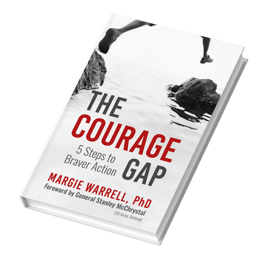 The Courage Gap: 5 Steps to Braver Action by Dr. Margie Warrell — hardcover edition, shown at an angle