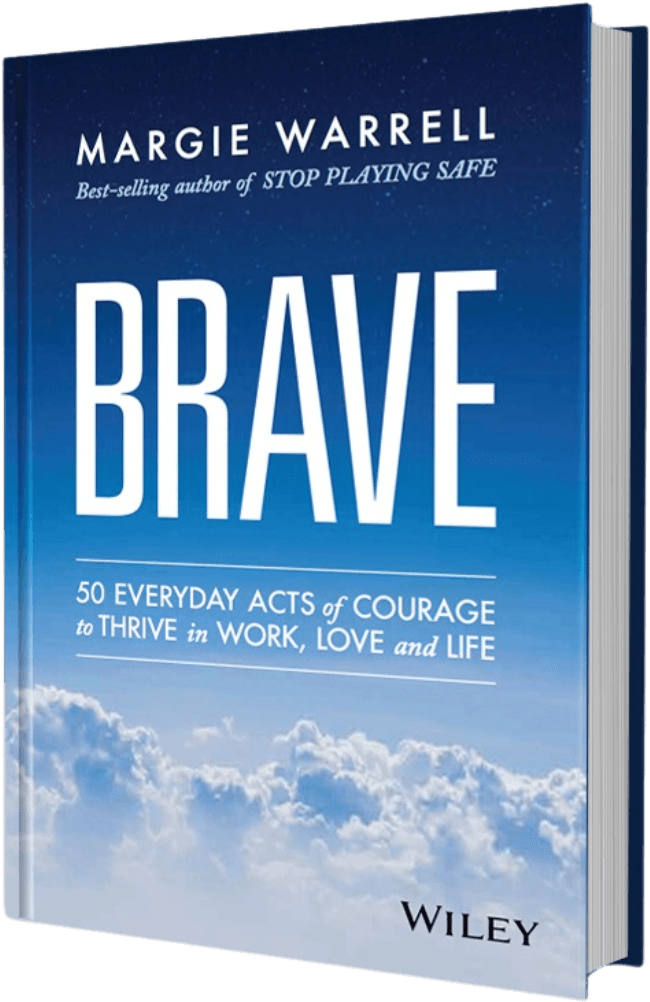 Brave paperback — bold white capitals over a deep-blue sky with drifting clouds